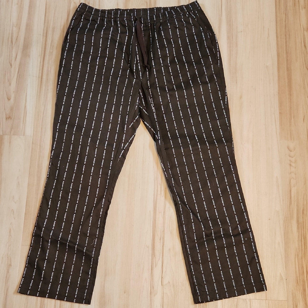 HUF Men's Dark Brown Striped Trousers